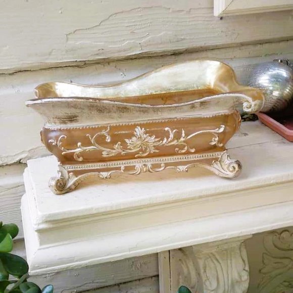 Vintage Baroque Translucent Lucite Acrylic Resin Scroll Footed Serving Dish - Picture 4 of 13